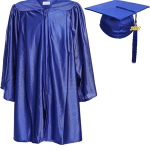 Kindergarten Blue Graduation Cap and Gown Size 24"